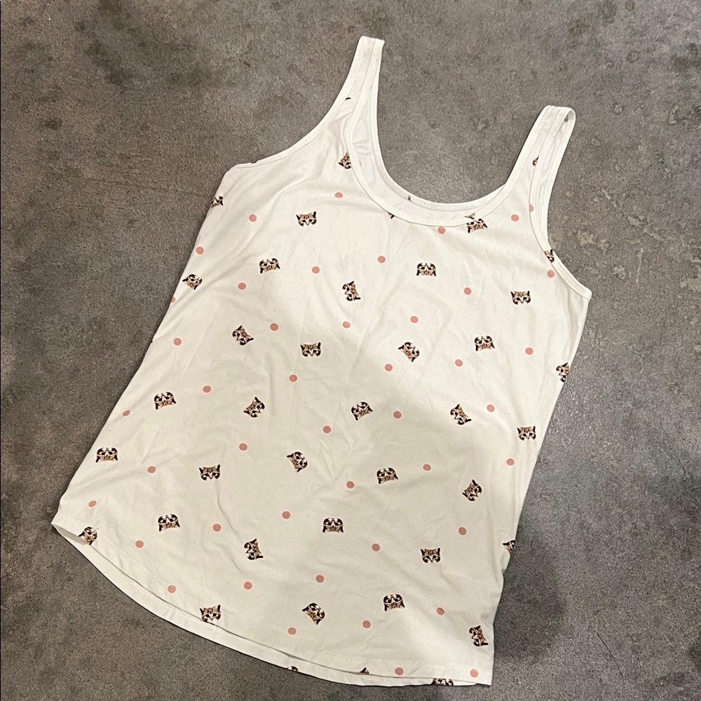 No Boundaries White Tank Top with Pink and Brown Patterns